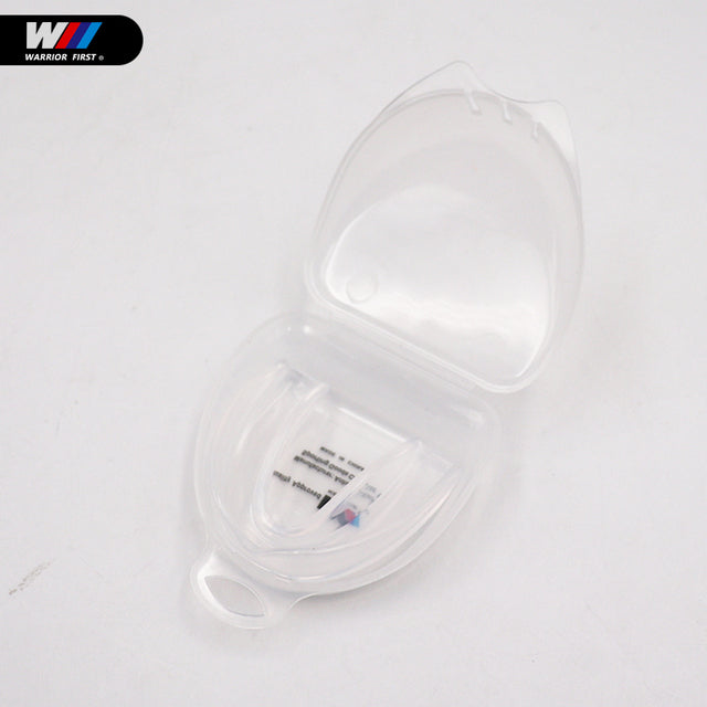 clear mouthguard in clear case with white background