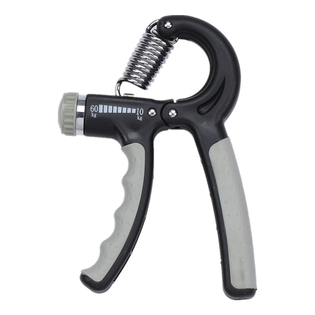 black hand gripper with grey handles and white background