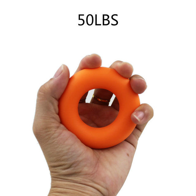 hand holding orange ring with white background