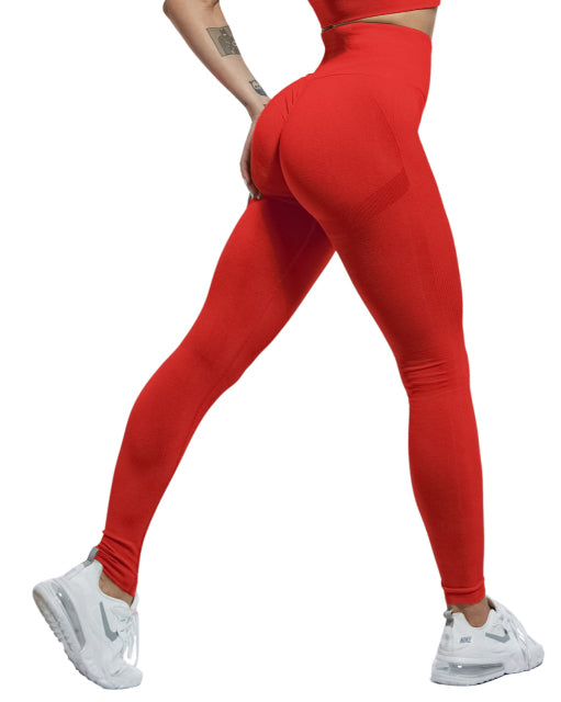 girl wearing red yoga pants