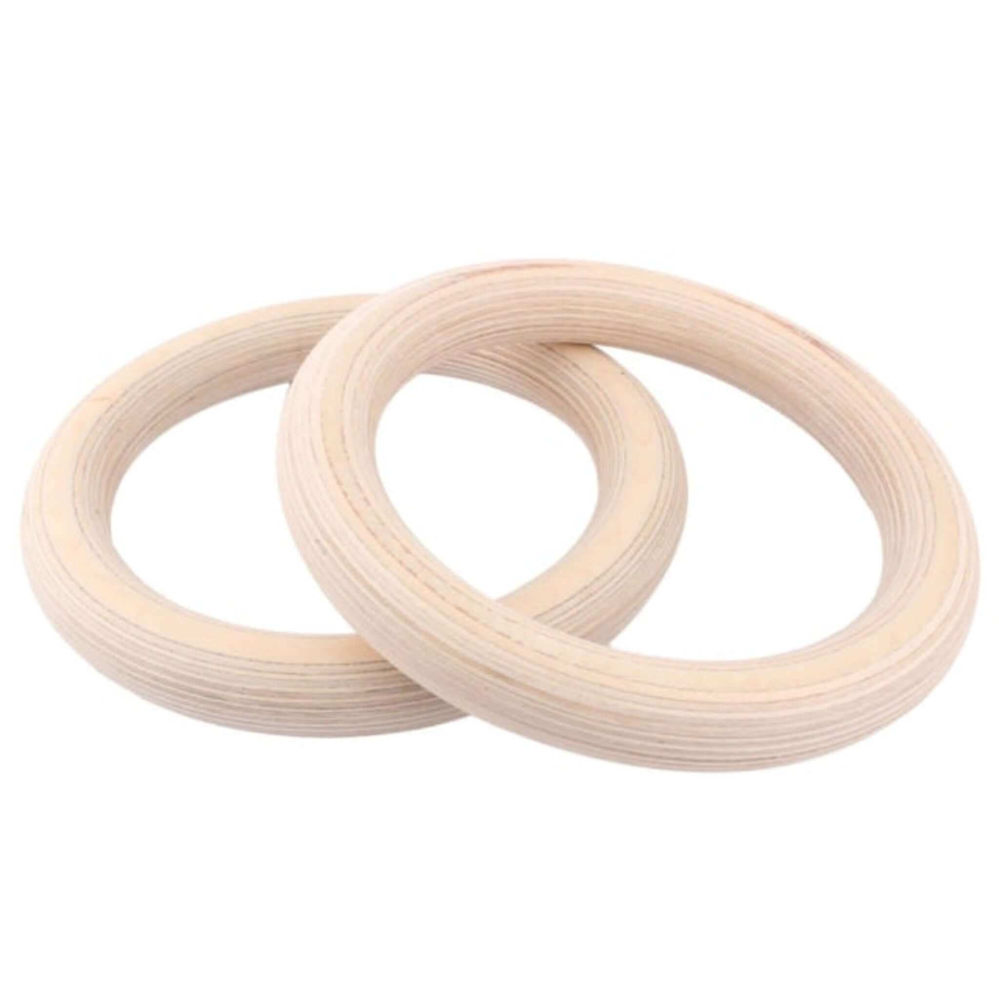 birch wood gymnastics rings with white background