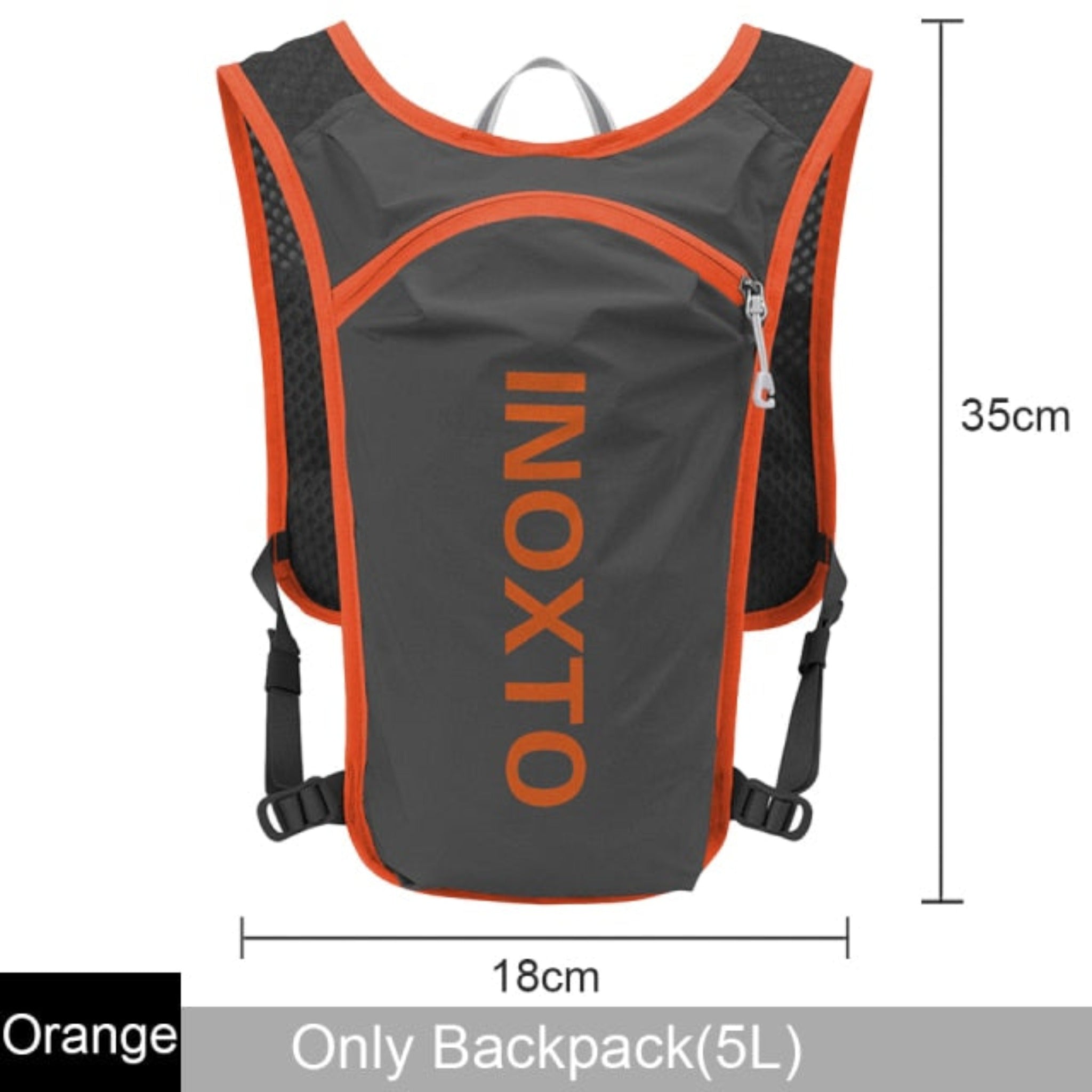 gray and orange backpack with white background