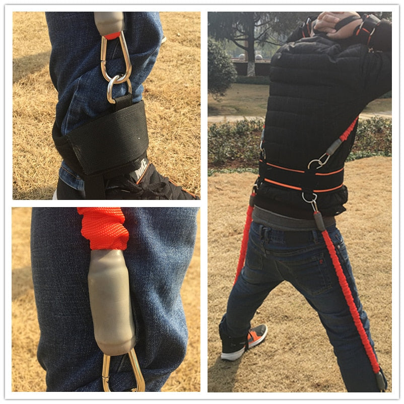 man outside using boxing resistance bands