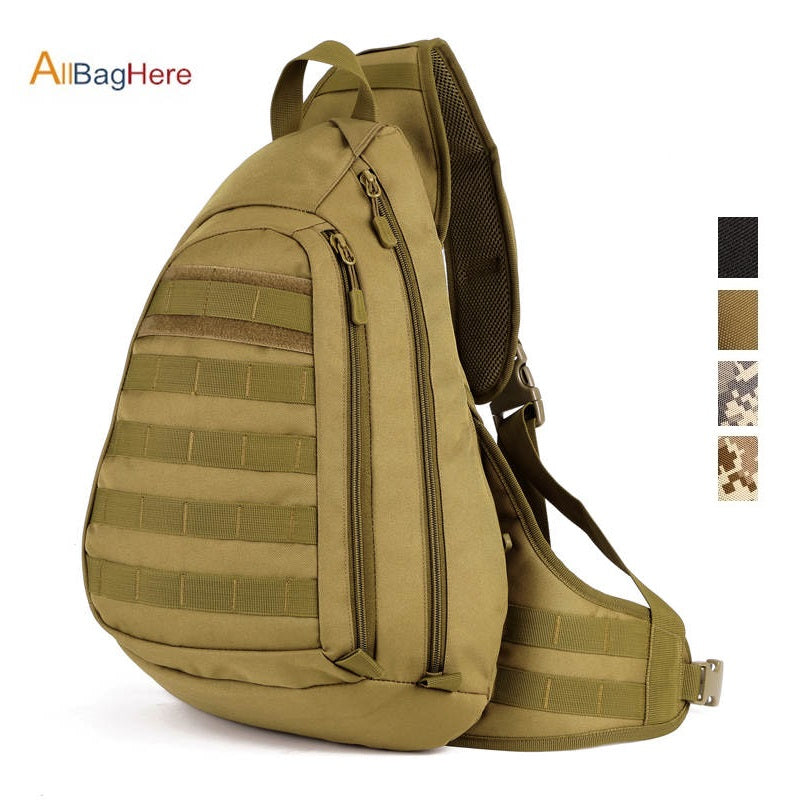 tan backpack with white background and key on the right side