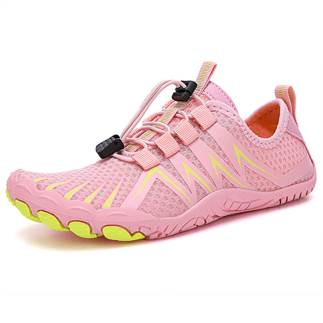 pink and yellow water shoes