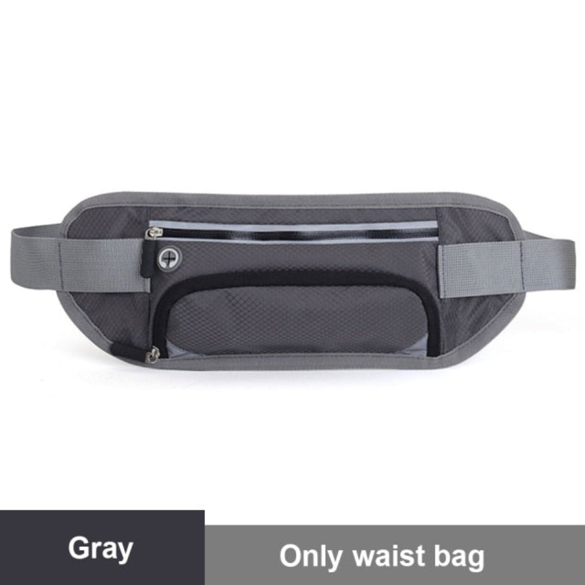 gray waist bag with white background