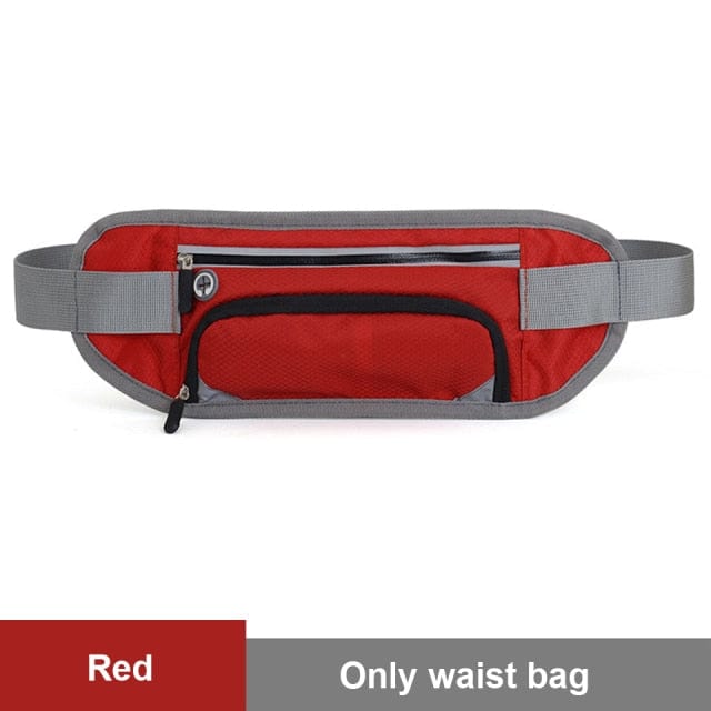 red rwaist bag with white background