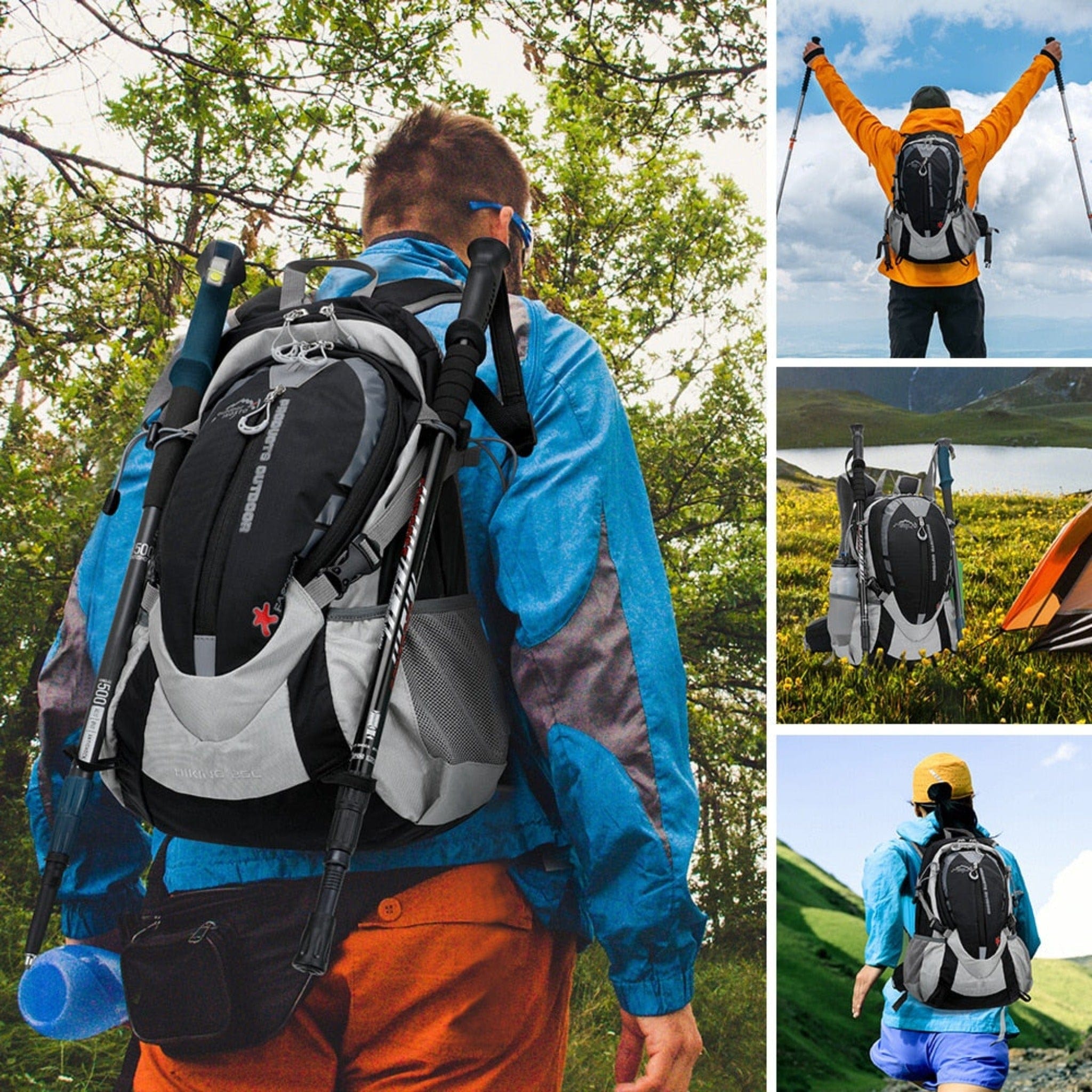 man wearing black hiking backpack